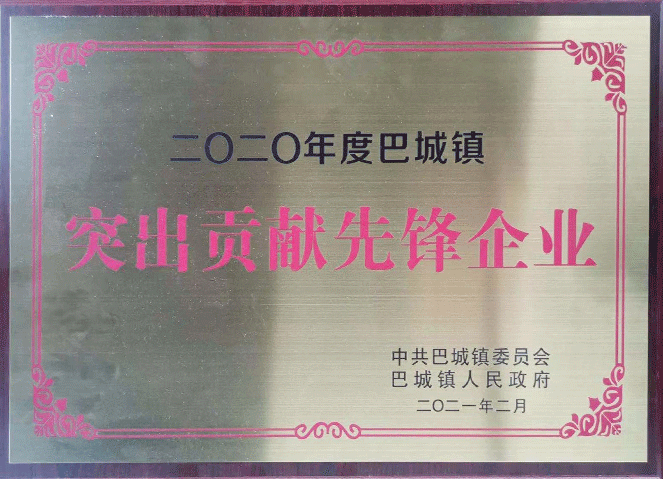 巴城镇突出贡献先锋企业（2020年度）